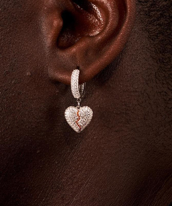 Women's Sterling Silver Heart Drop Earrings - OutfitLondon