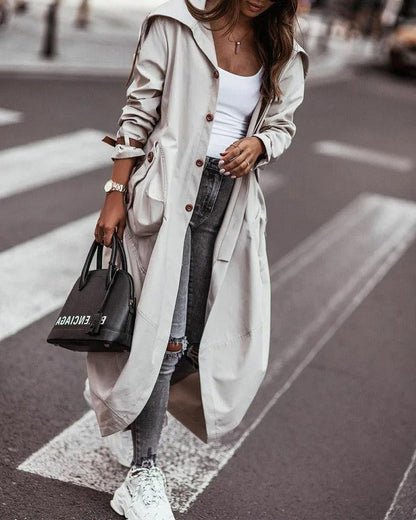 Women's Stylish Water Resistant Long Trench Coat