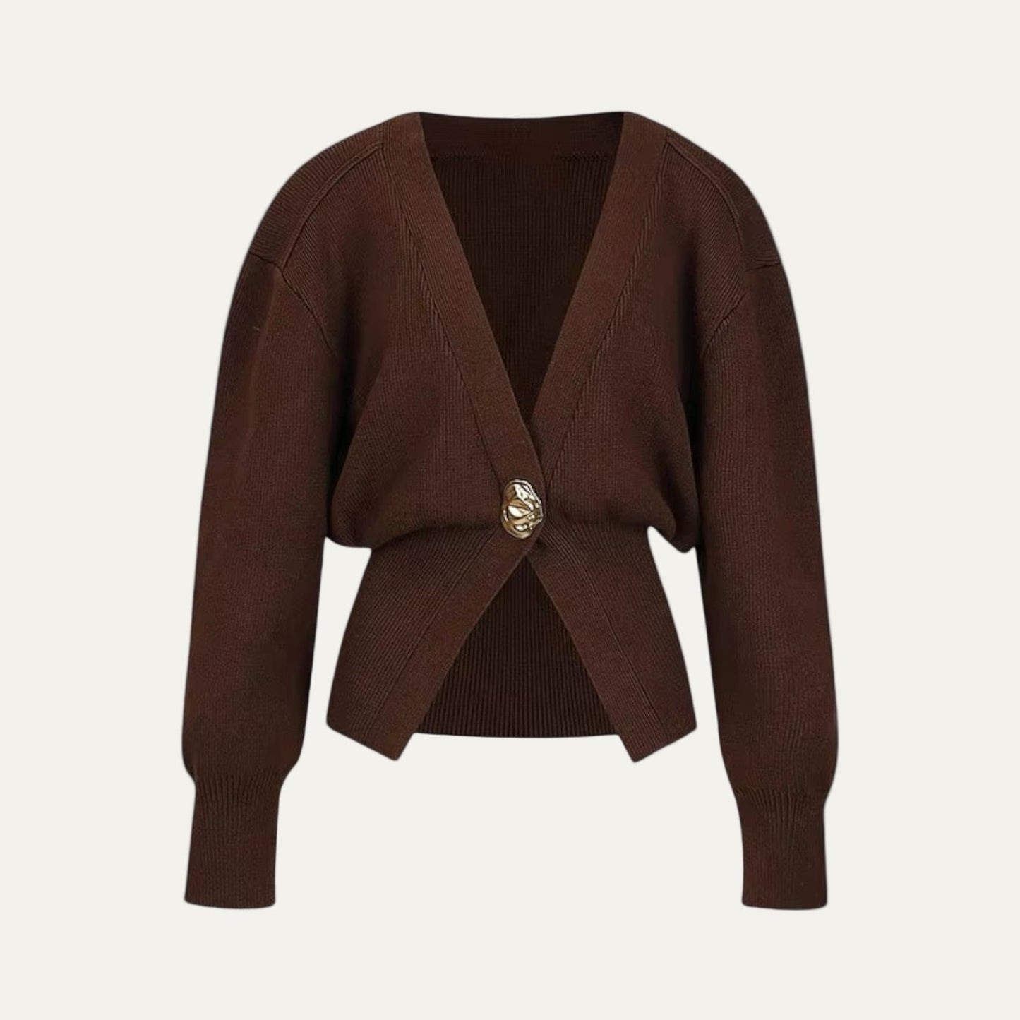 Ladies' Ruffled V-Neck Knit Cardigan Sweater