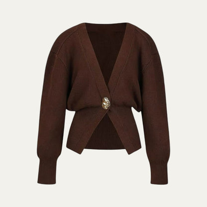 Ladies' Ruffled V-Neck Knit Cardigan Sweater