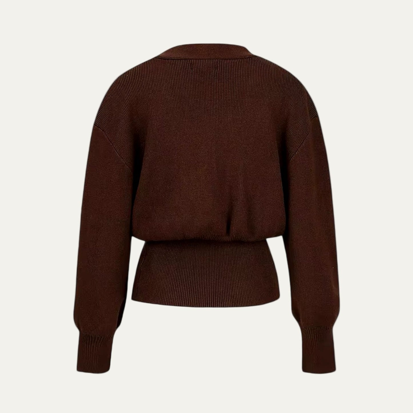 Ladies' Ruffled V-Neck Knit Cardigan Sweater