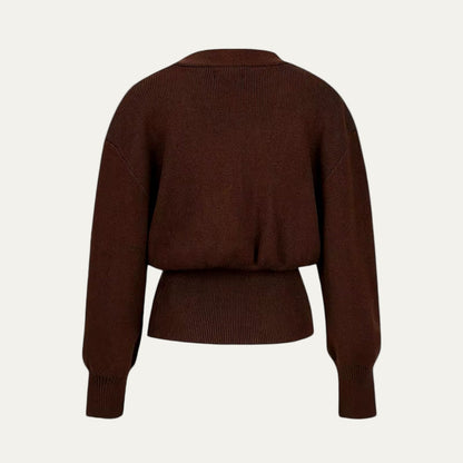 Ladies' Ruffled V-Neck Knit Cardigan Sweater