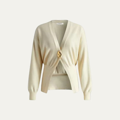 Ladies' Ruffled V-Neck Knit Cardigan Sweater