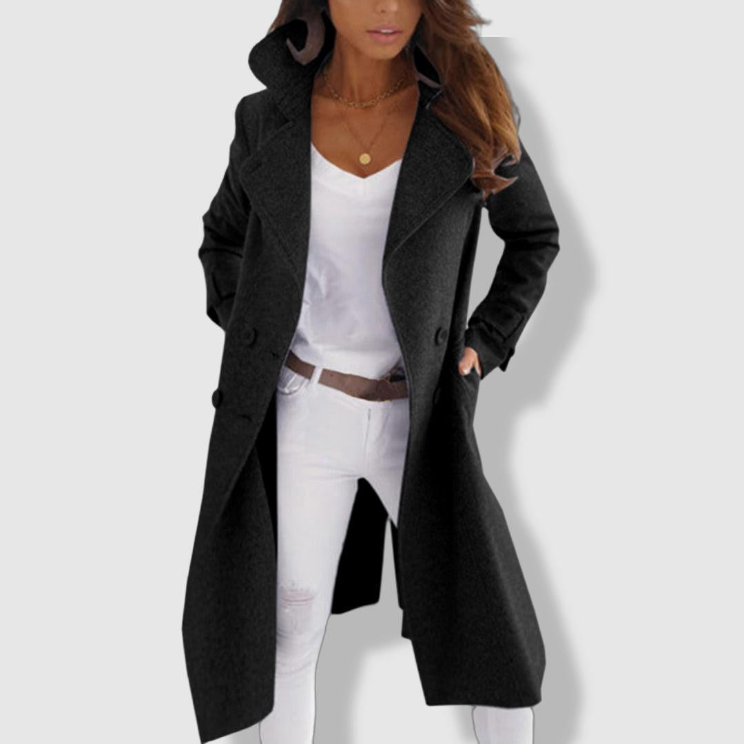 Classic Women's Wool Overcoat - Double Breasted Winter Coat - OutfitLondon