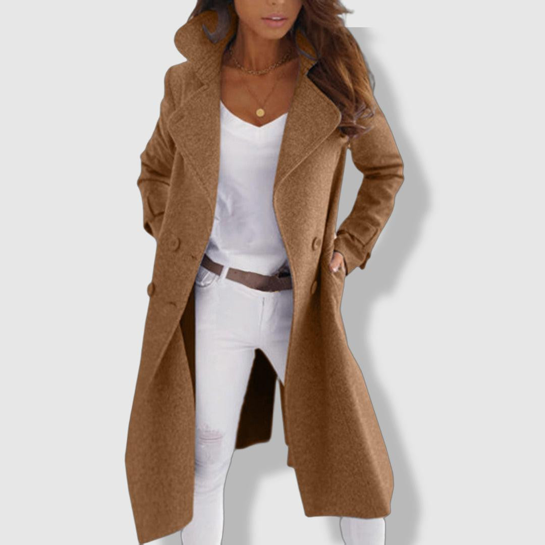 Classic Women's Wool Overcoat - Double Breasted Winter Coat