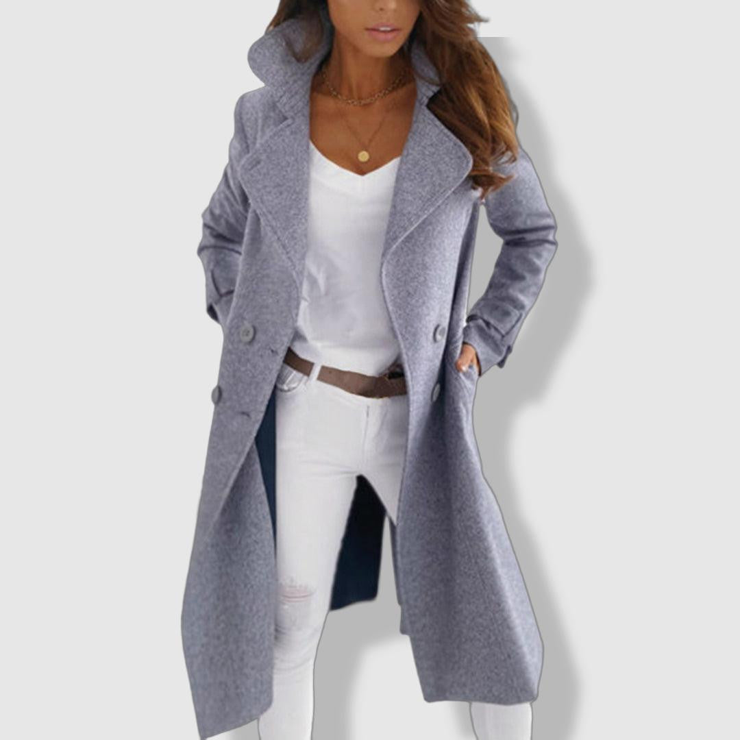 Classic Women's Wool Overcoat - Double Breasted Winter Coat