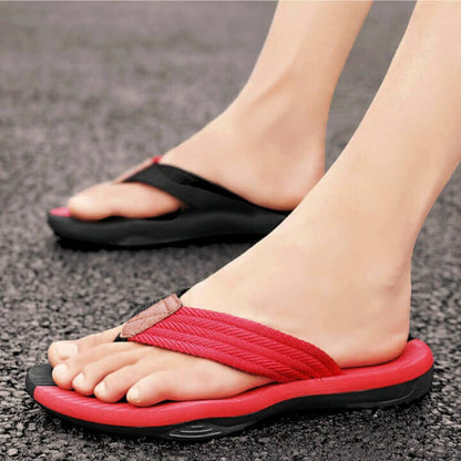 Comfortable Arch Support Flip Flop Sandals Red