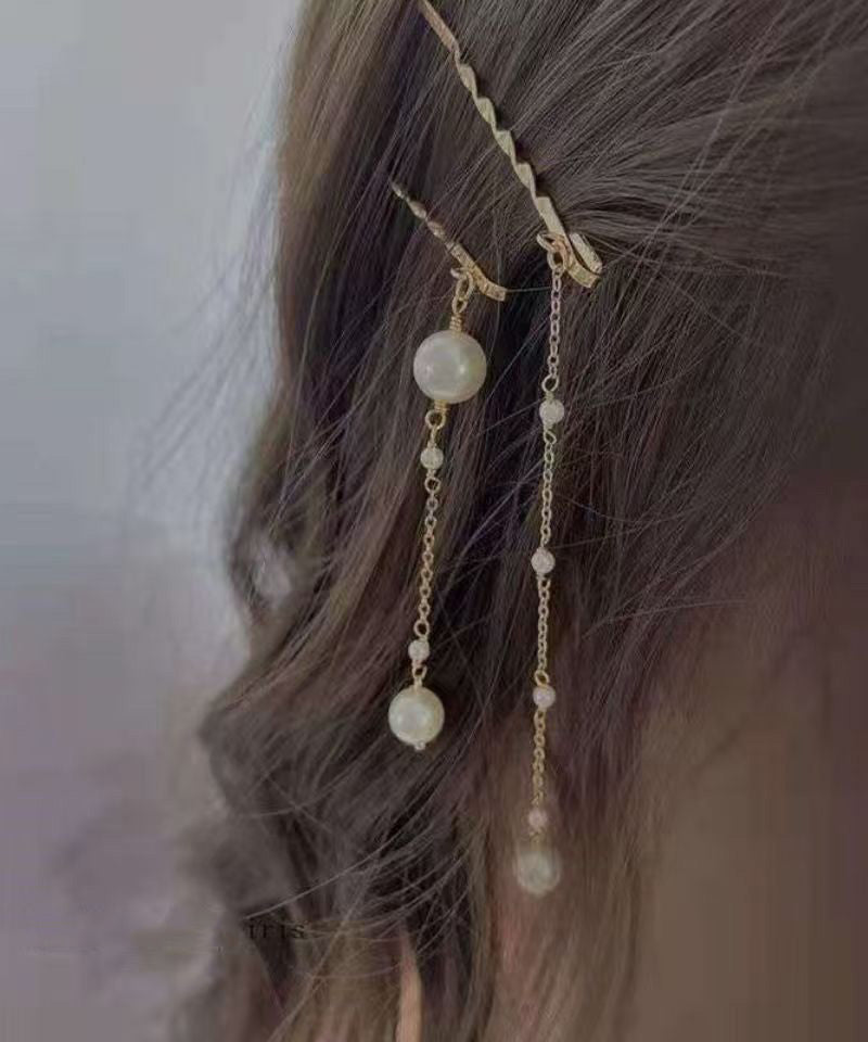 Women's Gold Hair Pins Beaded Tassels - OutfitLondon