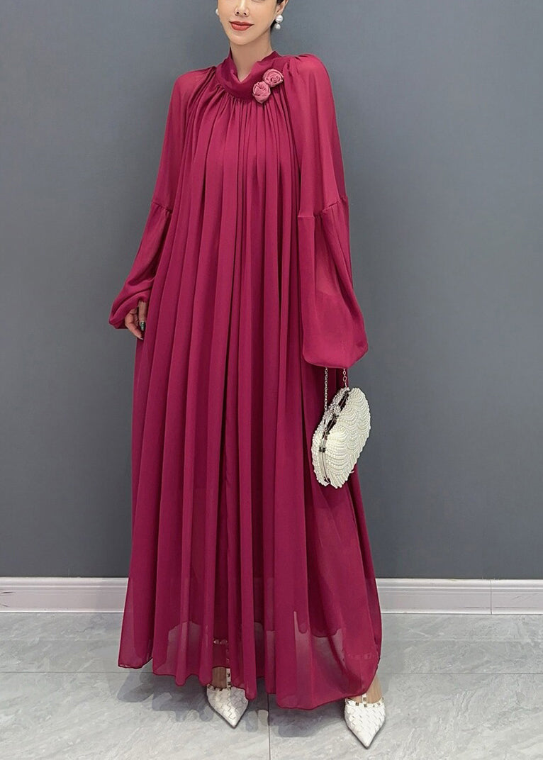 Women's Silk Chiffon Gown Mulberry Autumn - OutfitLondon