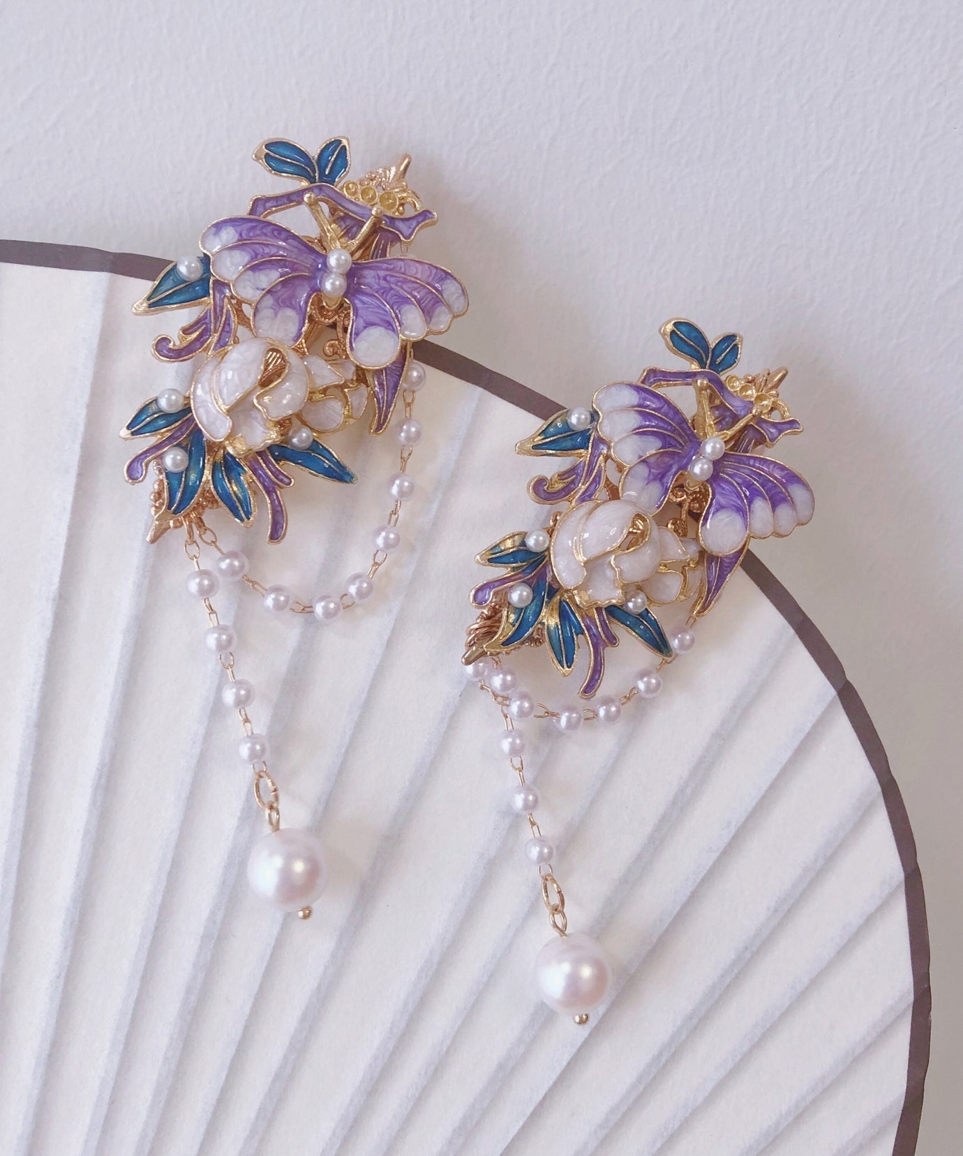 Women's Purple Hair Pins Alloy Pearl Accents - OutfitLondon