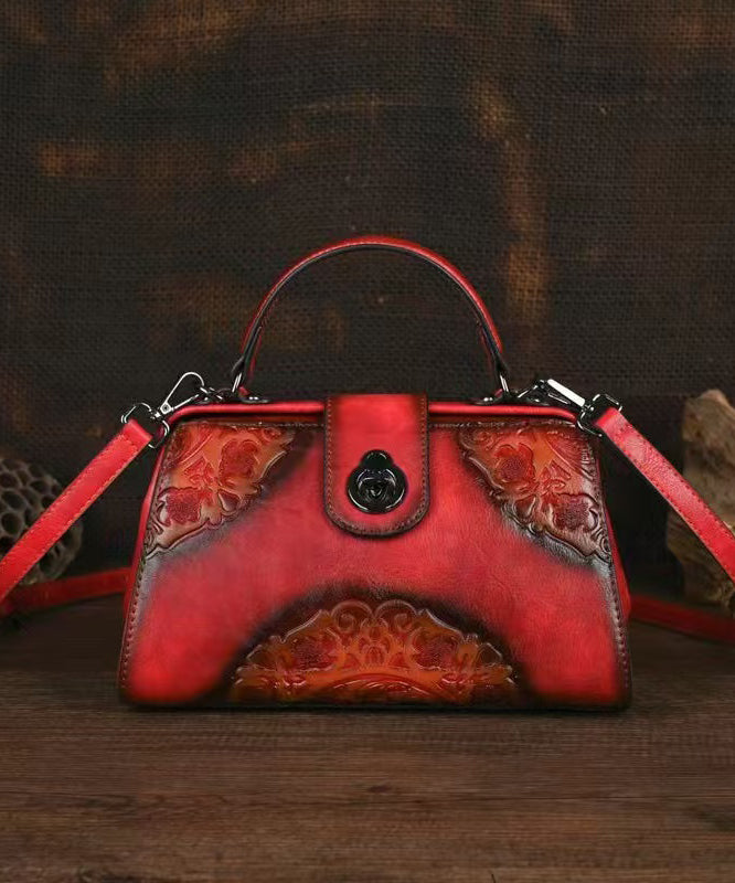 OutfitLondon Men's Leather Messenger Bag Red Embossed Calf Leather - OutfitLondon
