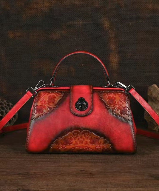 OutfitLondon Men's Leather Messenger Bag Red Embossed Calf Leather - OutfitLondon
