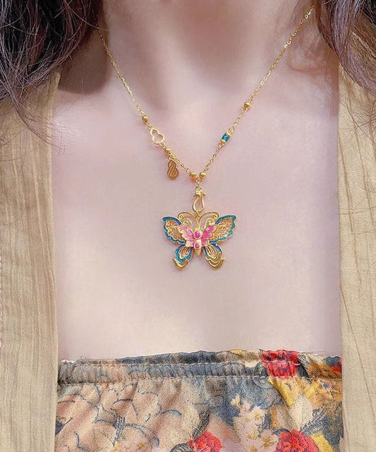 Women's Sterling Silver Enamel Pendant Necklace 46cm - OutfitLondon