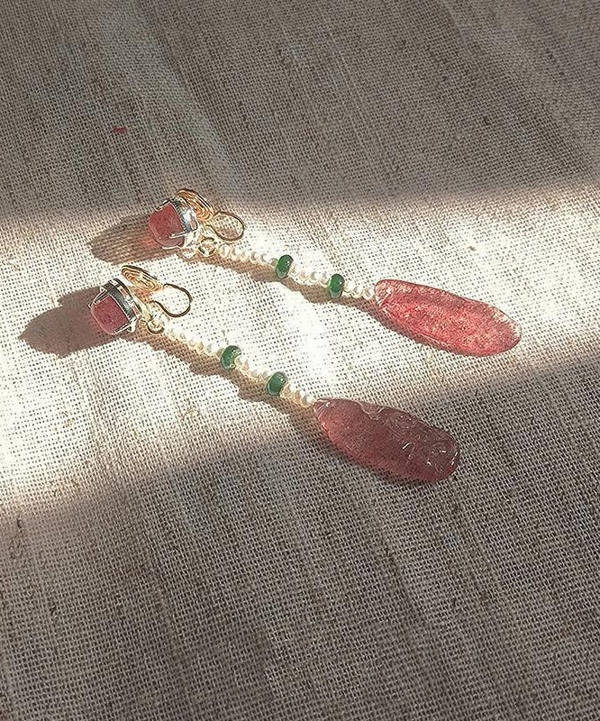 Women's Red Teardrop Earrings Resin Crystal Dangling - OutfitLondon
