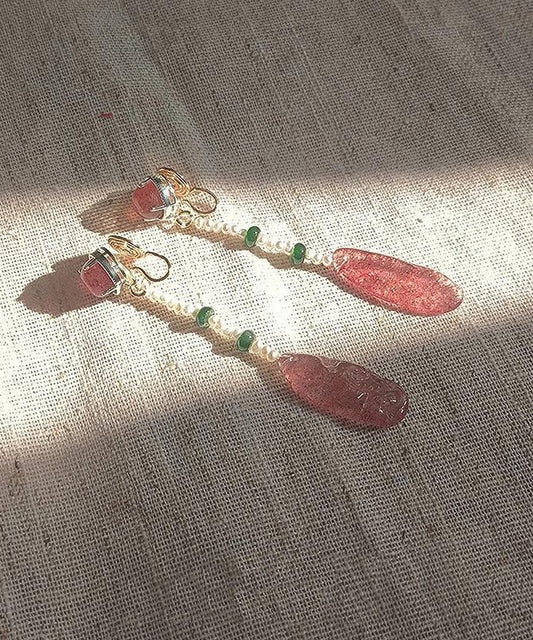 Women's Red Teardrop Earrings Resin Crystal Dangling - OutfitLondon