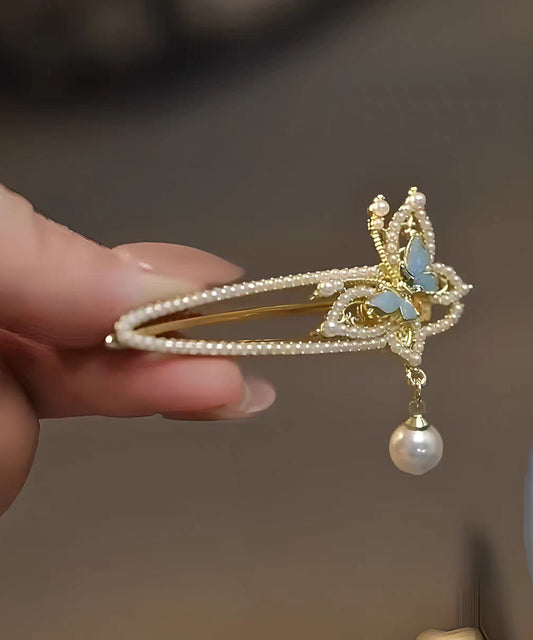 Women's White Hair Pin Pearl Butterfly Alloy - OutfitLondon