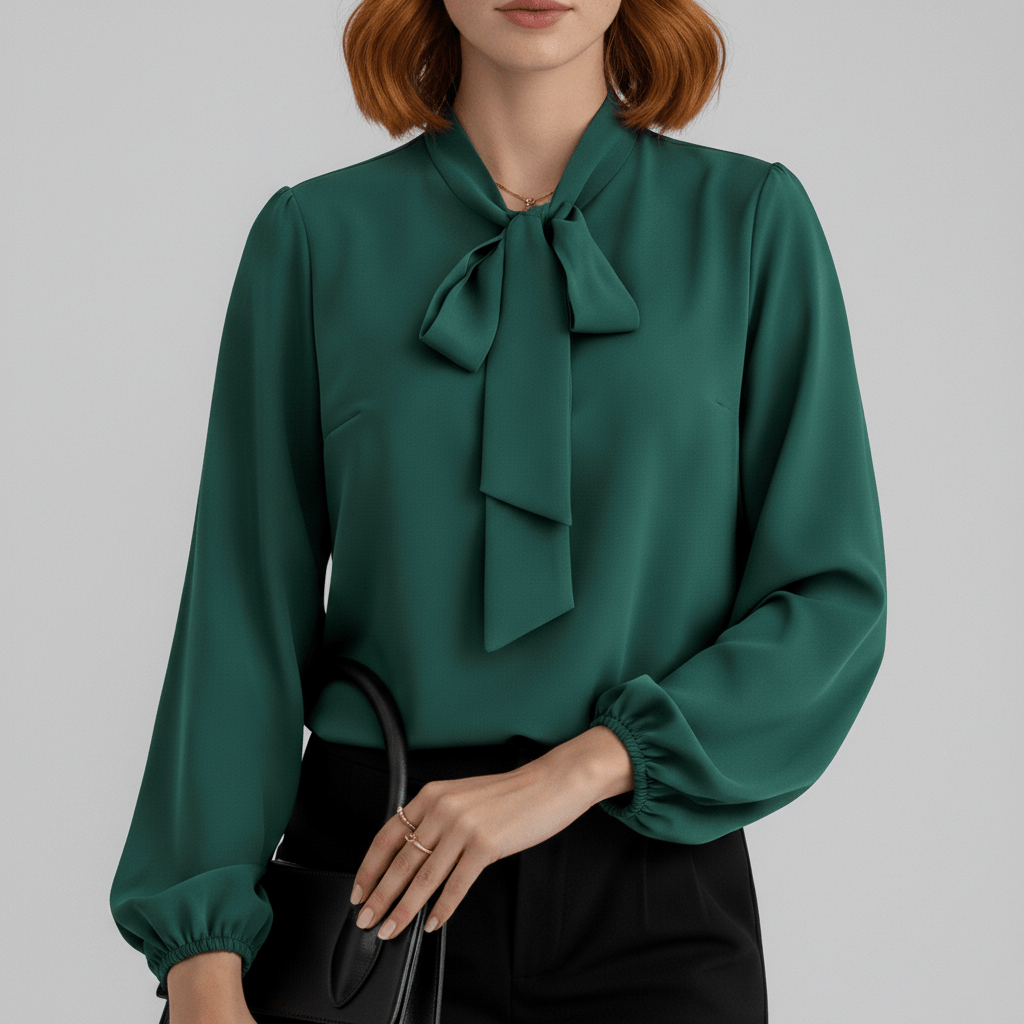 Chic Bow Front Long Sleeve Women's Blouse
