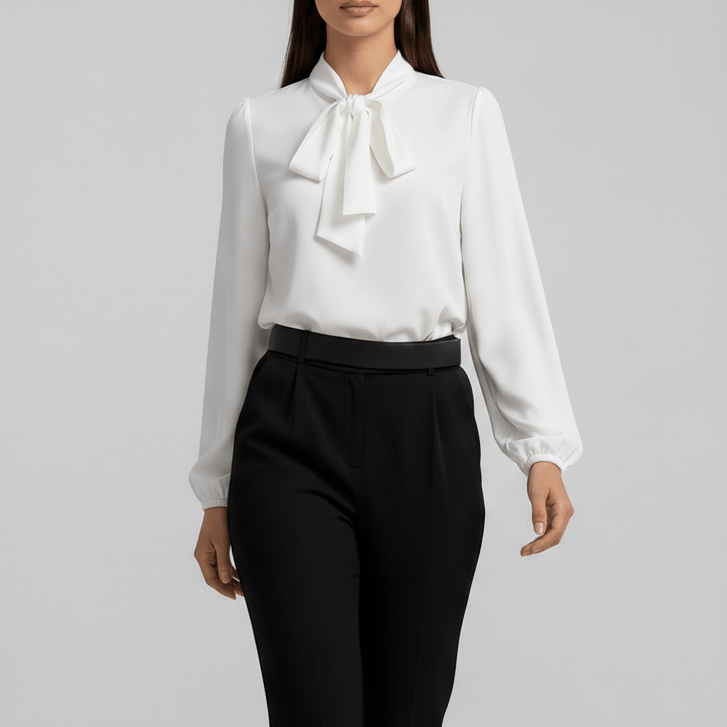 Chic Bow Front Long Sleeve Women's Blouse