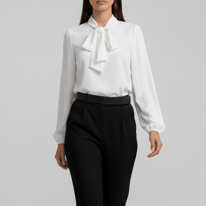 Chic Bow Front Long Sleeve Women's Blouse