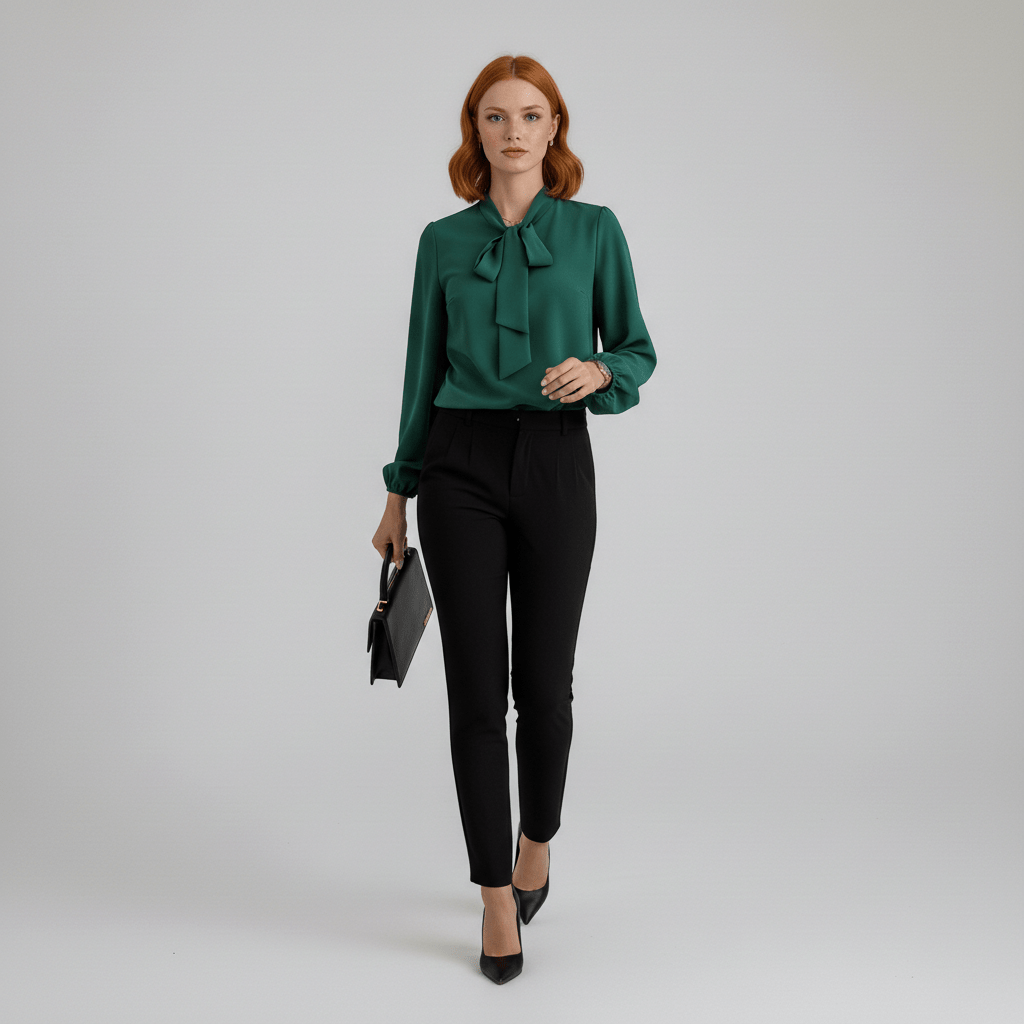 Chic Bow Front Long Sleeve Women's Blouse