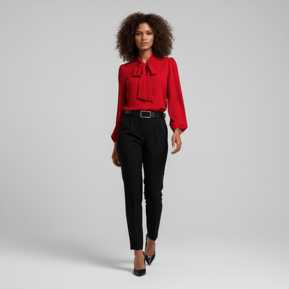 Chic Bow Front Long Sleeve Women's Blouse
