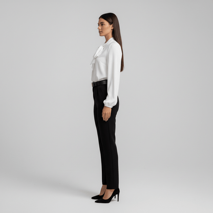 Chic Bow Front Long Sleeve Women's Blouse