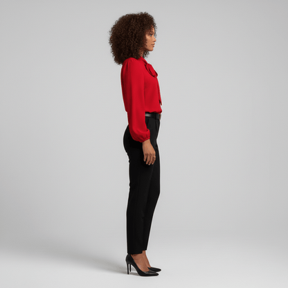 Chic Bow Front Long Sleeve Women's Blouse