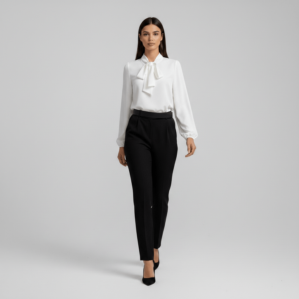 Chic Bow Front Long Sleeve Women's Blouse