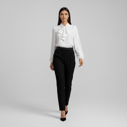 Chic Bow Front Long Sleeve Women's Blouse