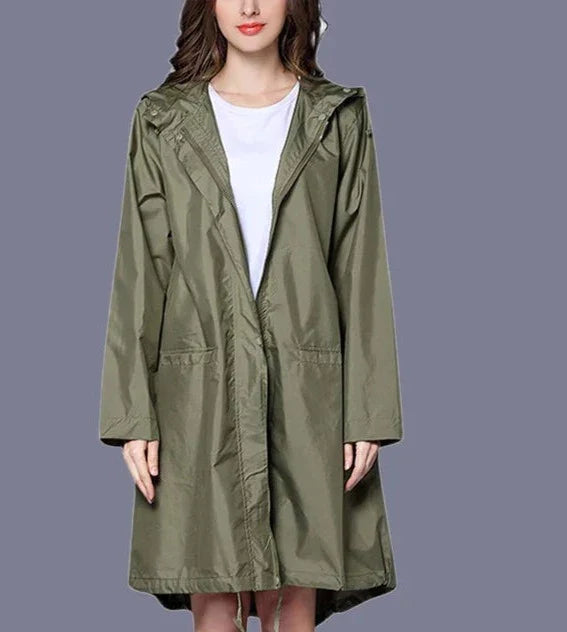 Breathable Ladies' Zip Up Rain Coat