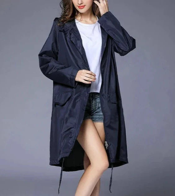 Breathable Ladies' Zip Up Rain Coat