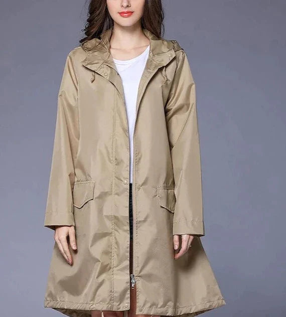 Breathable Ladies' Zip Up Rain Coat