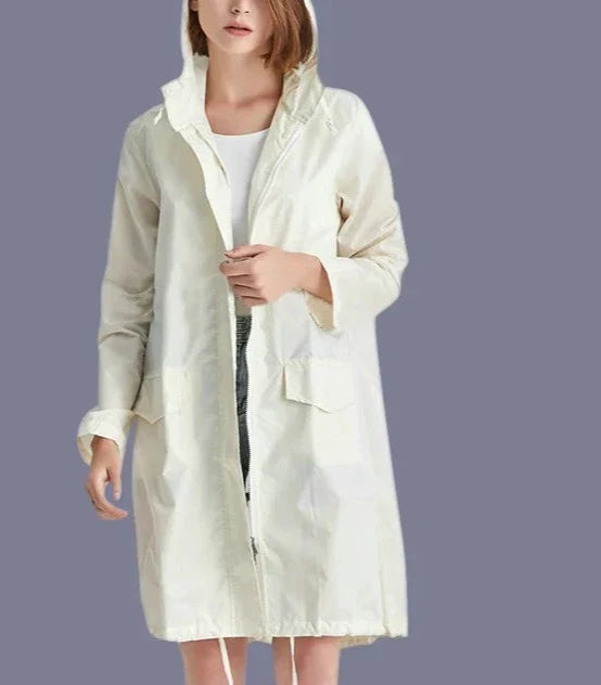 Breathable Ladies' Zip Up Rain Coat