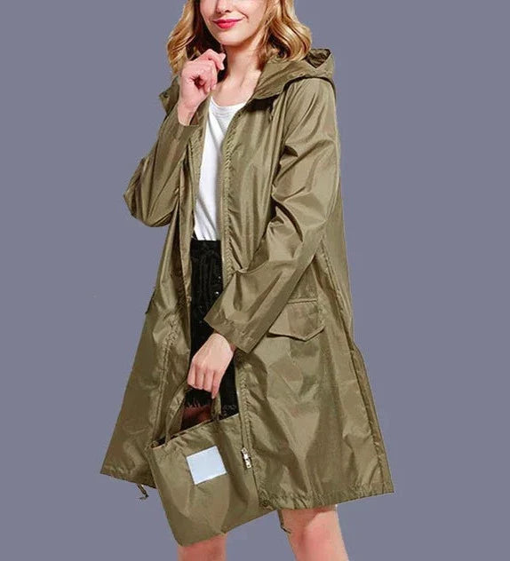 Breathable Ladies' Zip Up Rain Coat