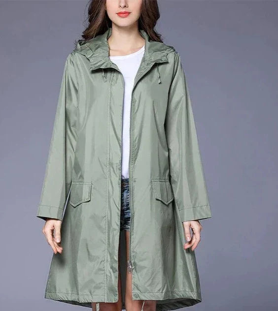 Breathable Ladies' Zip Up Rain Coat