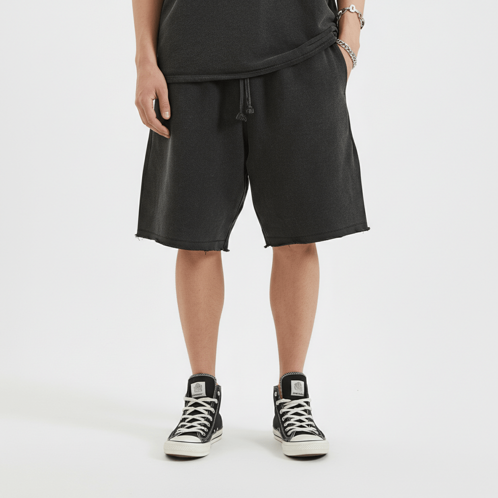 Casual Distressed Drawstring Shorts with Pocket Detail - OutfitLondon