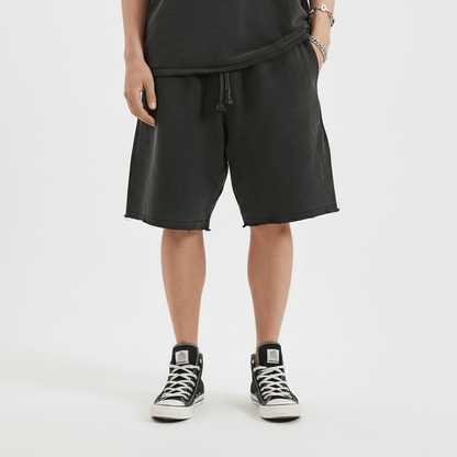Casual Distressed Drawstring Shorts with Pocket Detail - OutfitLondon