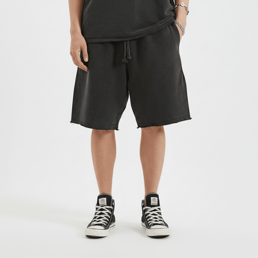Casual Distressed Drawstring Shorts with Pocket Detail - OutfitLondon
