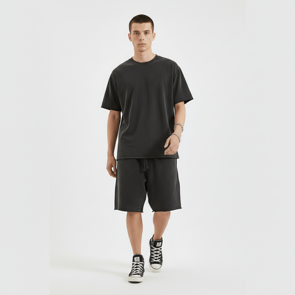 Casual Distressed Drawstring Shorts with Pocket Detail