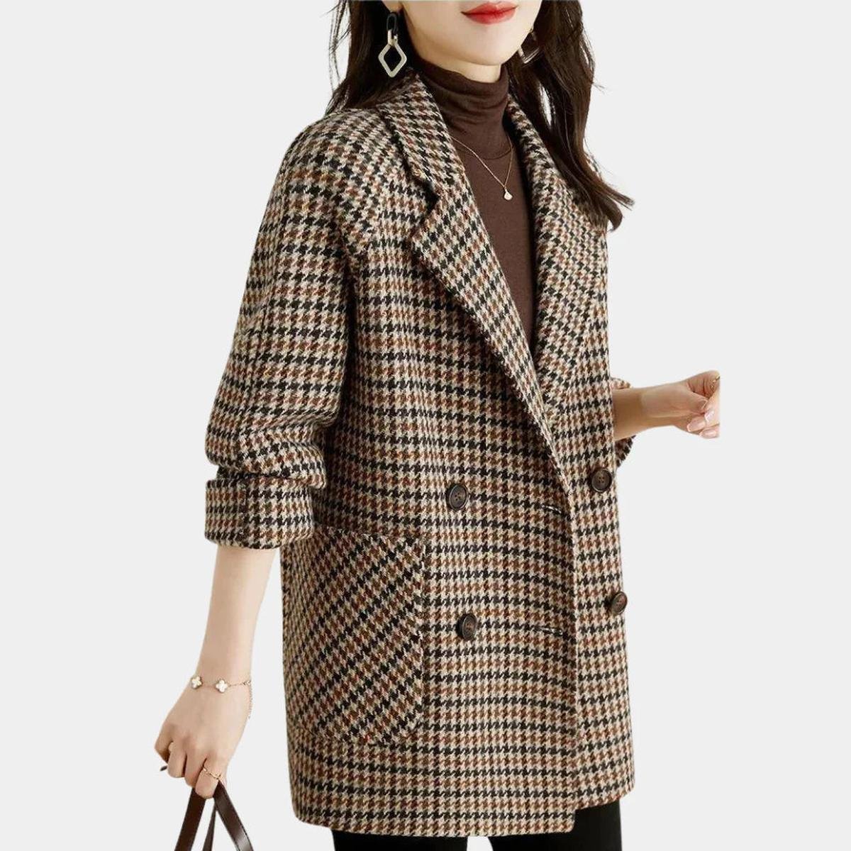 Classic Double Breasted Women's Wool Coat - OutfitLondon