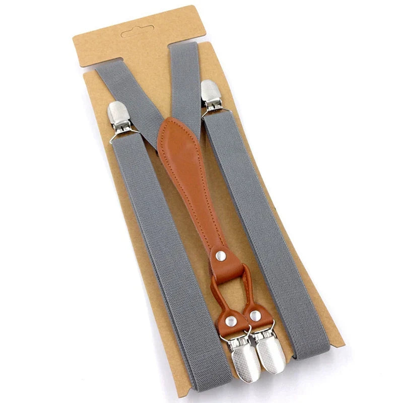 Stylish Men's Braces with Faux Leather Detail