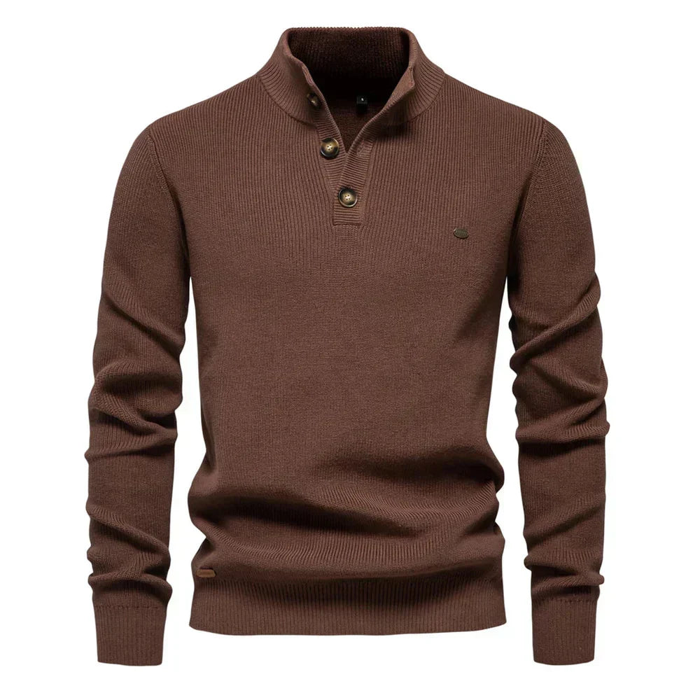 Classic Crew Neck Fitted Knit Sweater