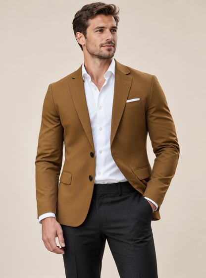 Classic Tan Men’s Blazer Jacket – Elegant Office Wear