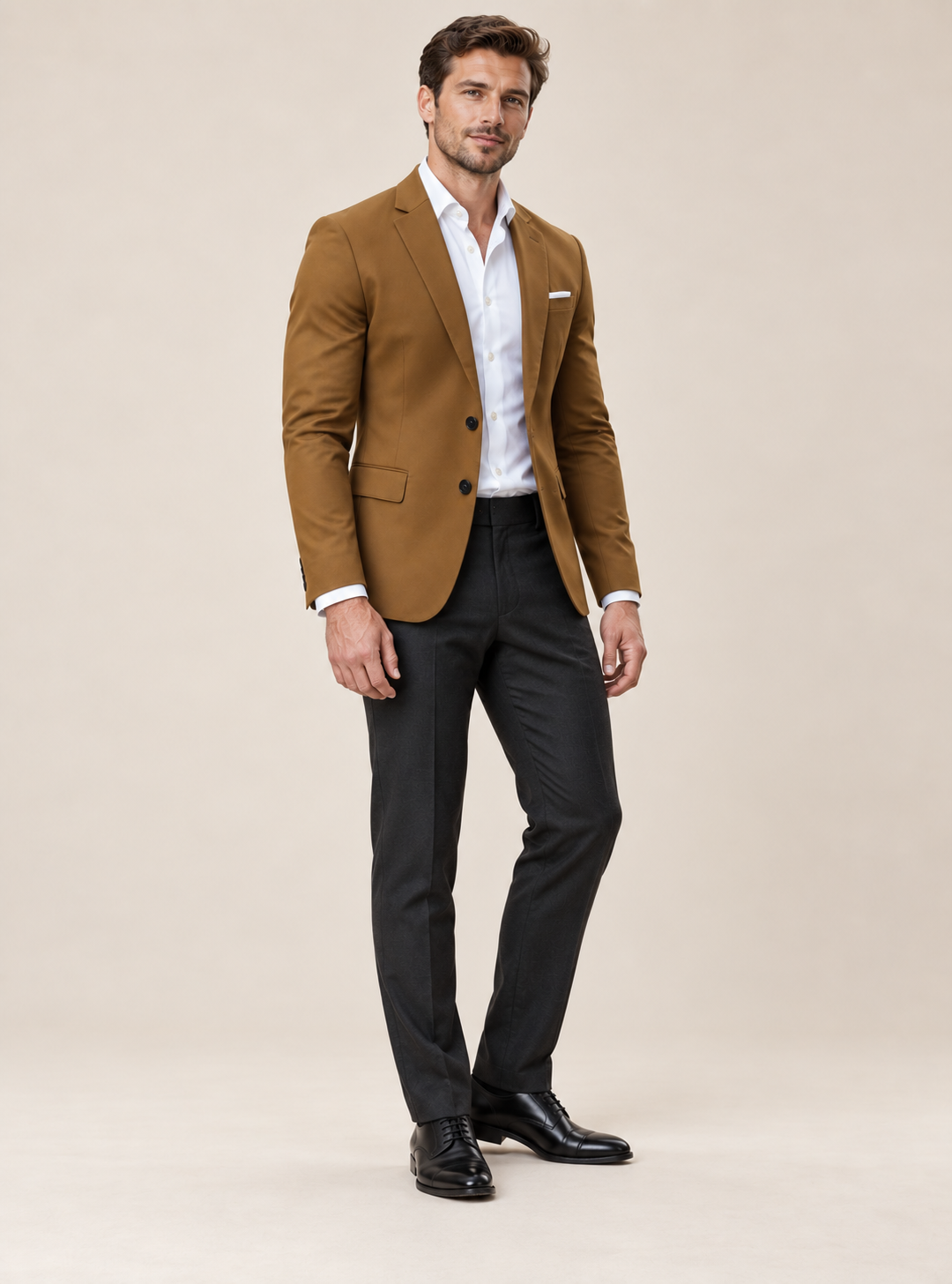 Classic Tan Men’s Blazer Jacket – Elegant Office Wear