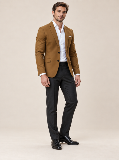 Classic Tan Men’s Blazer Jacket – Elegant Office Wear