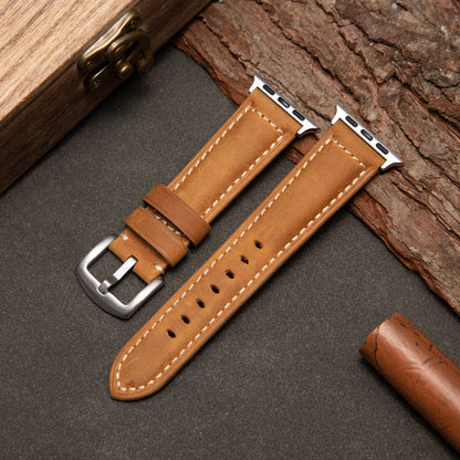 Premium Tan Leather Watch Band — Embossed Style