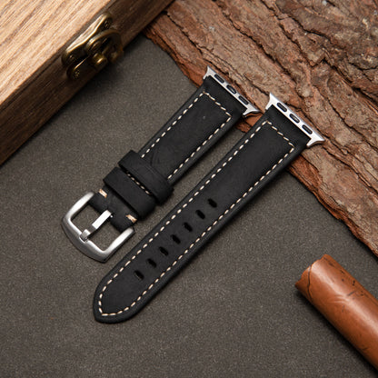 Premium Tan Leather Watch Band — Embossed Style
