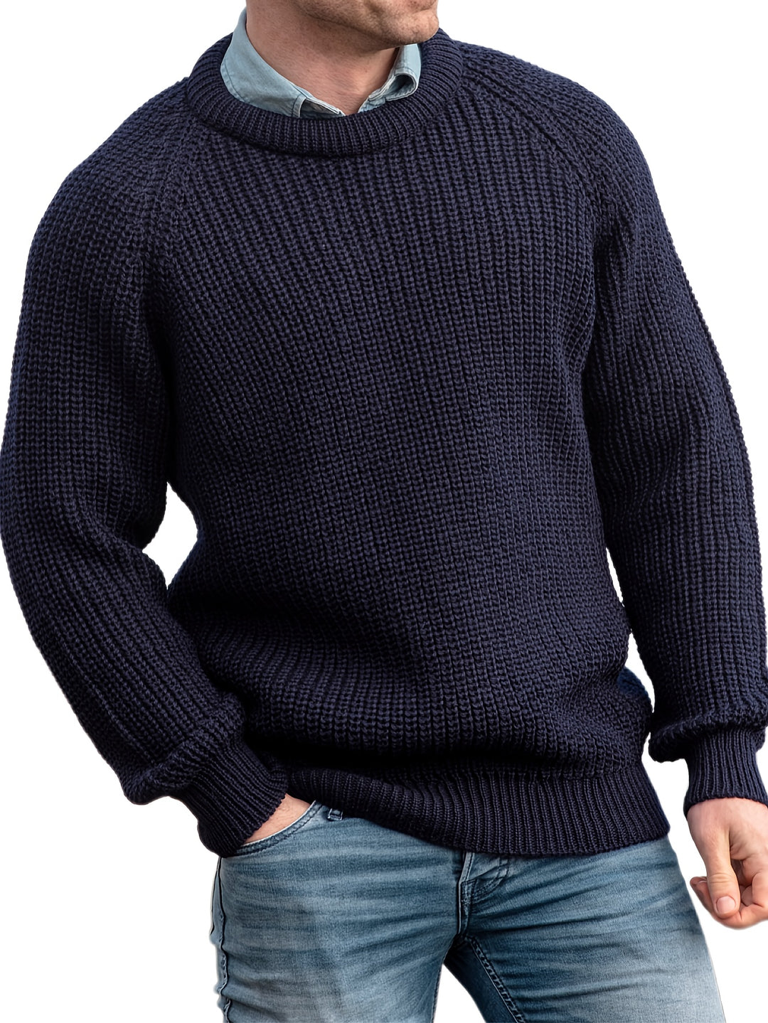 Classic Crew Neck Men's Knit Sweater - OutfitLondon