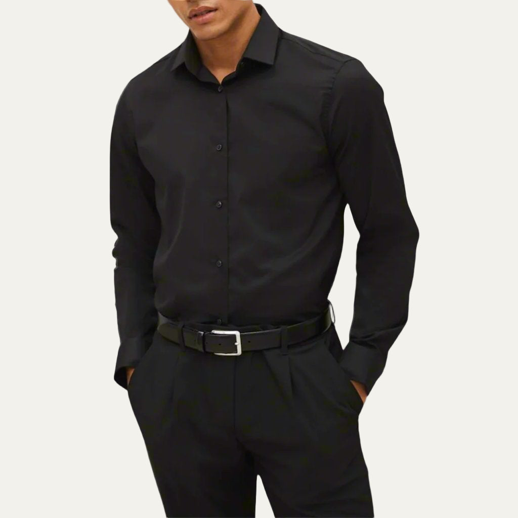 Classic Fit Mens Cotton Long Sleeve Shirt - OutfitLondon