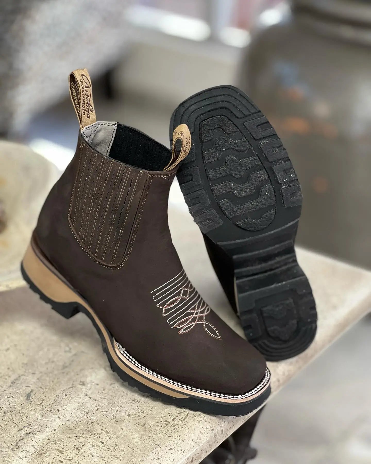Rugged Leather Look Cowboy Boots for Men and Women